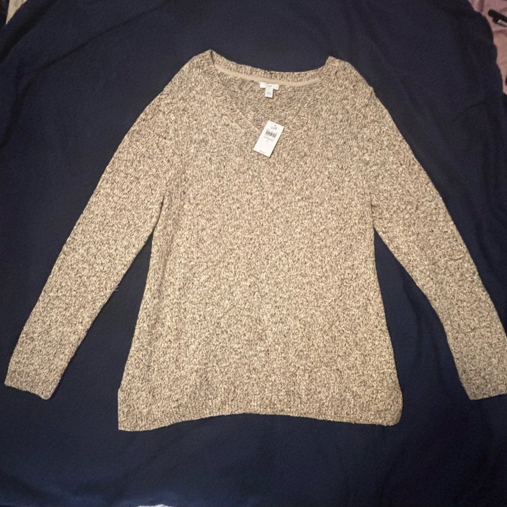 J. Jill Cream Cable-Knit Crew Neck Sweater